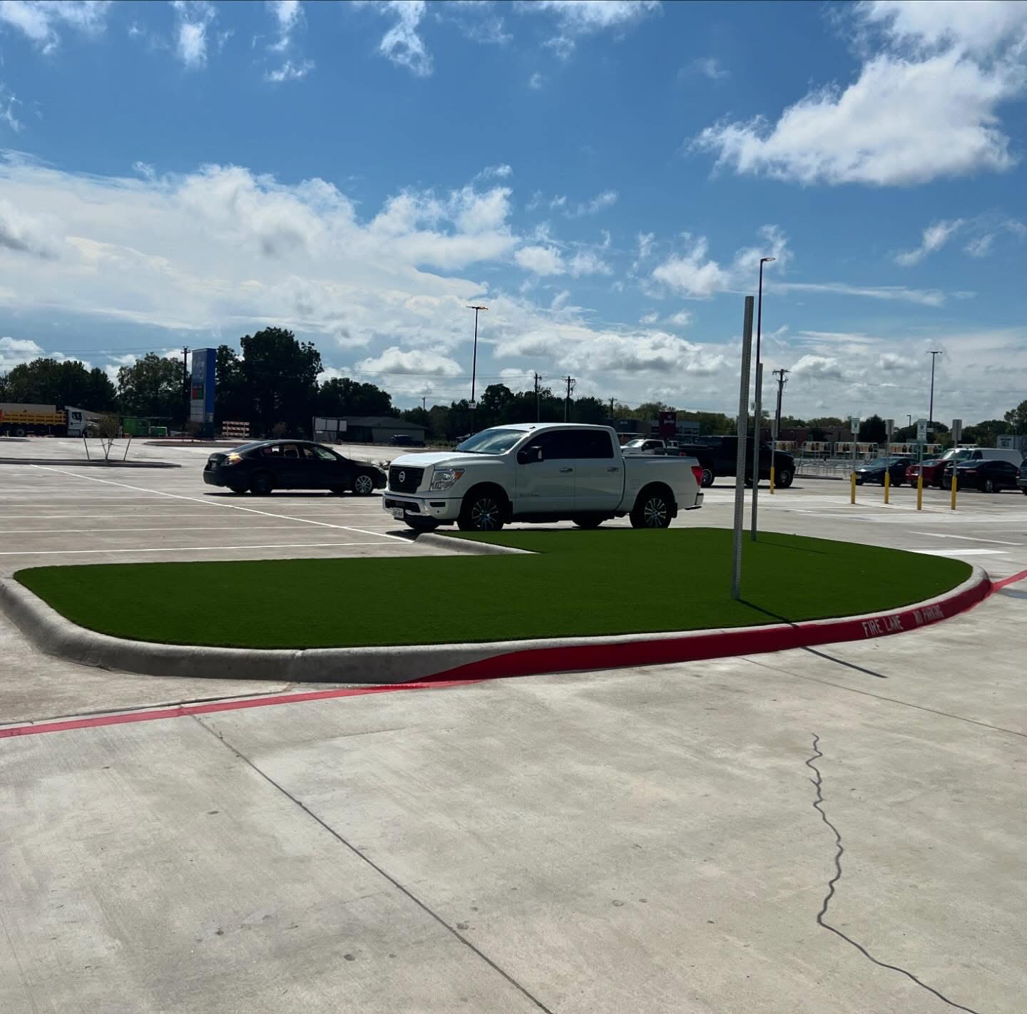 Commercial artificial turf installation