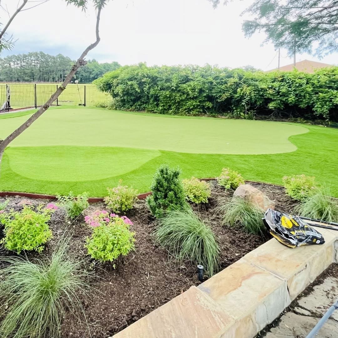 Professionally landscaped putting green