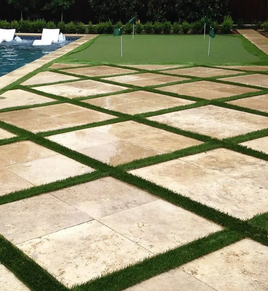 artificial turf and pavers